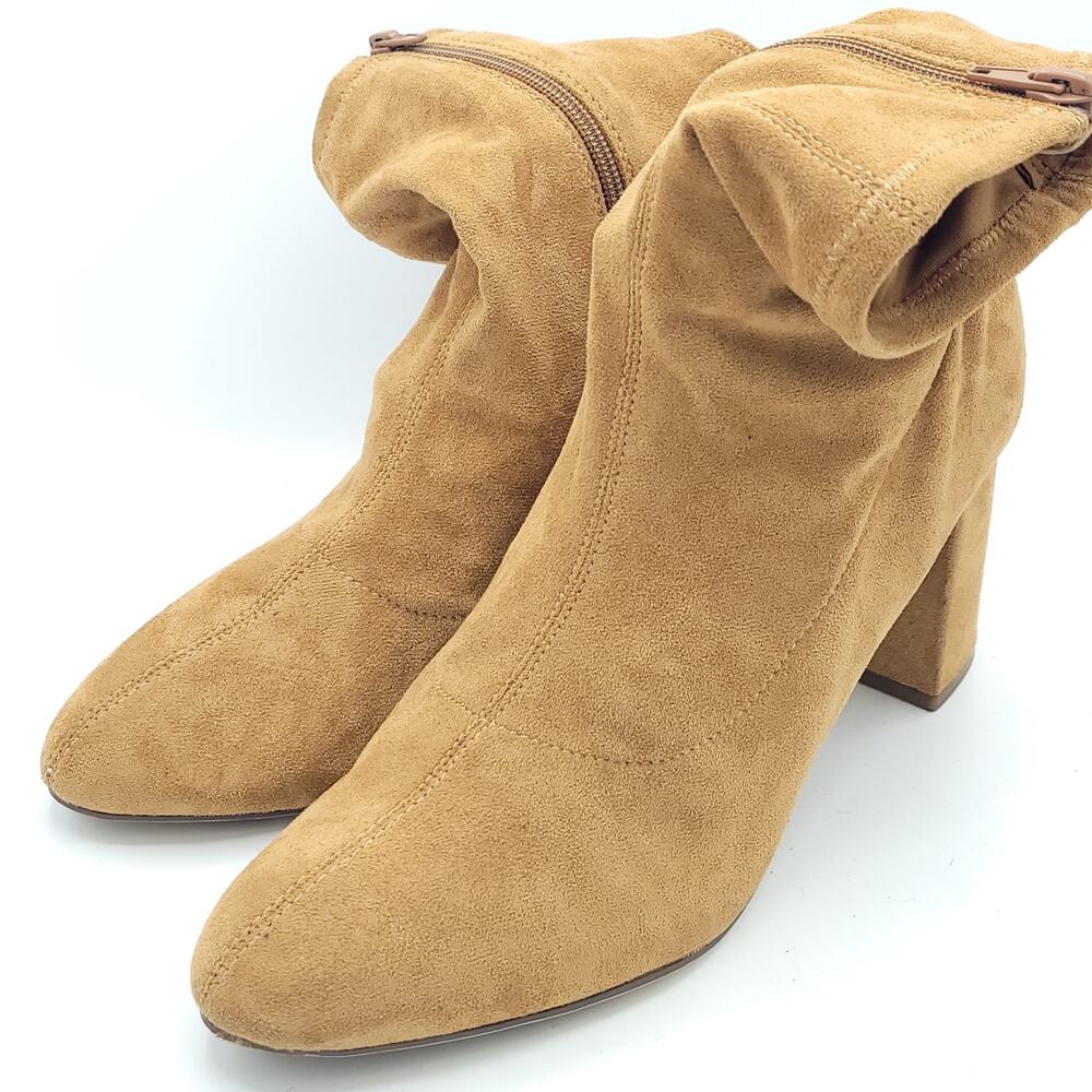 Aria Block Heeled Ankle Boot justfab tan brown women's size 10